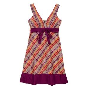 Patagonia Women's Netty Dress Plaid Yellow Purple Size 4